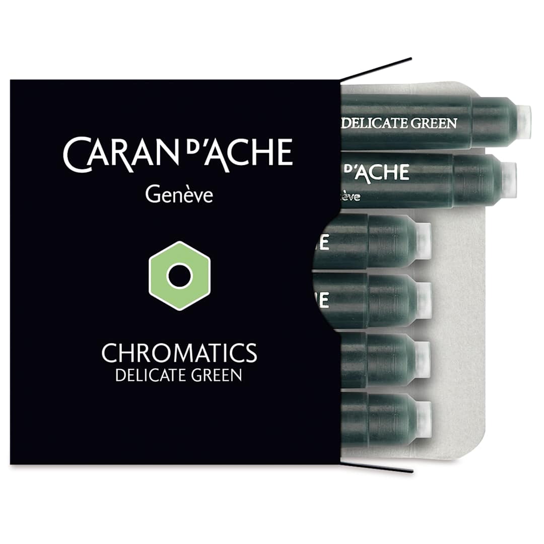 Open in modal - Caran d'Ache Chromatics Fountain Pen Ink Cartridges - Delicate Green, Pkg of 6