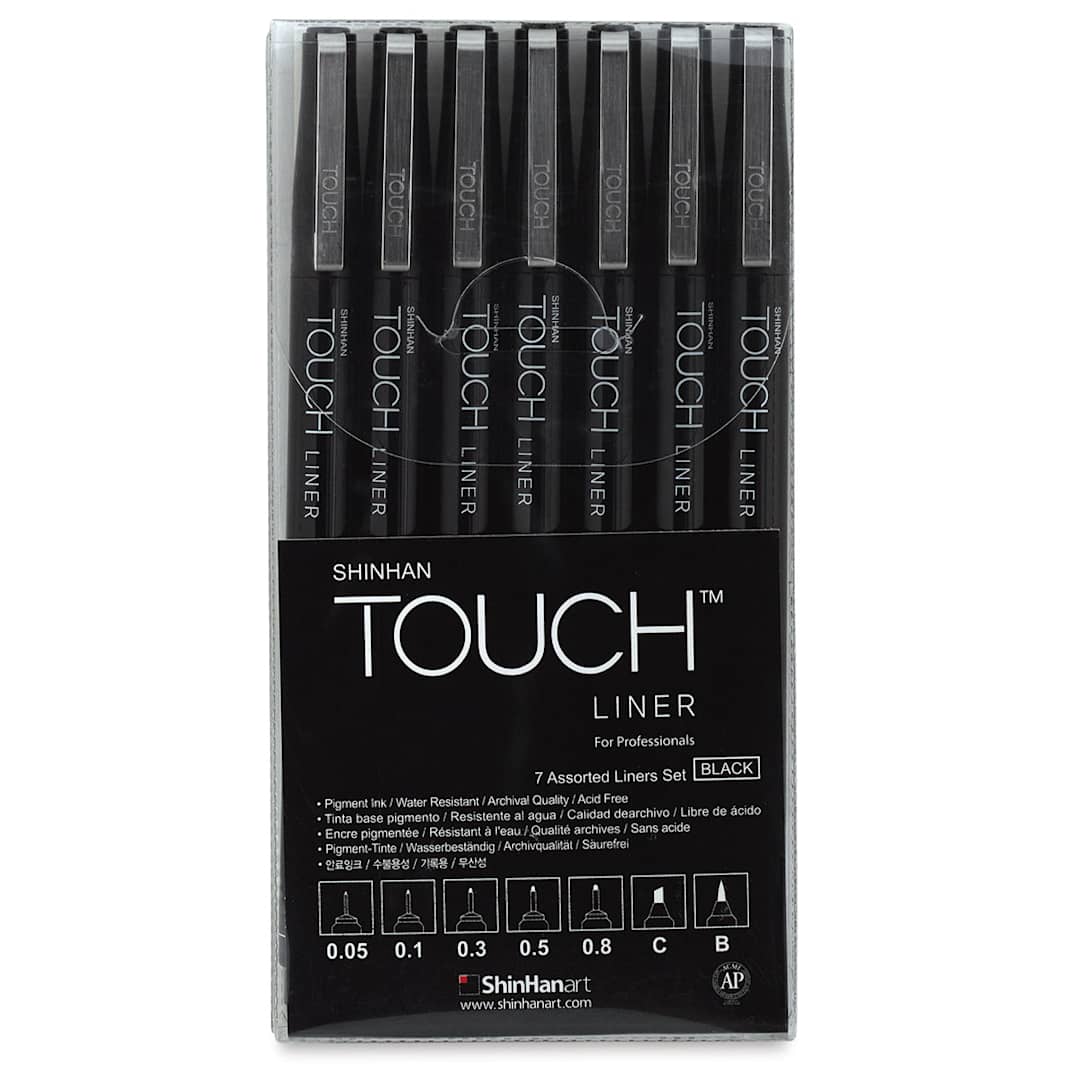 Open in modal - Shinhan Touch Liner Pens - Black, Set of 7