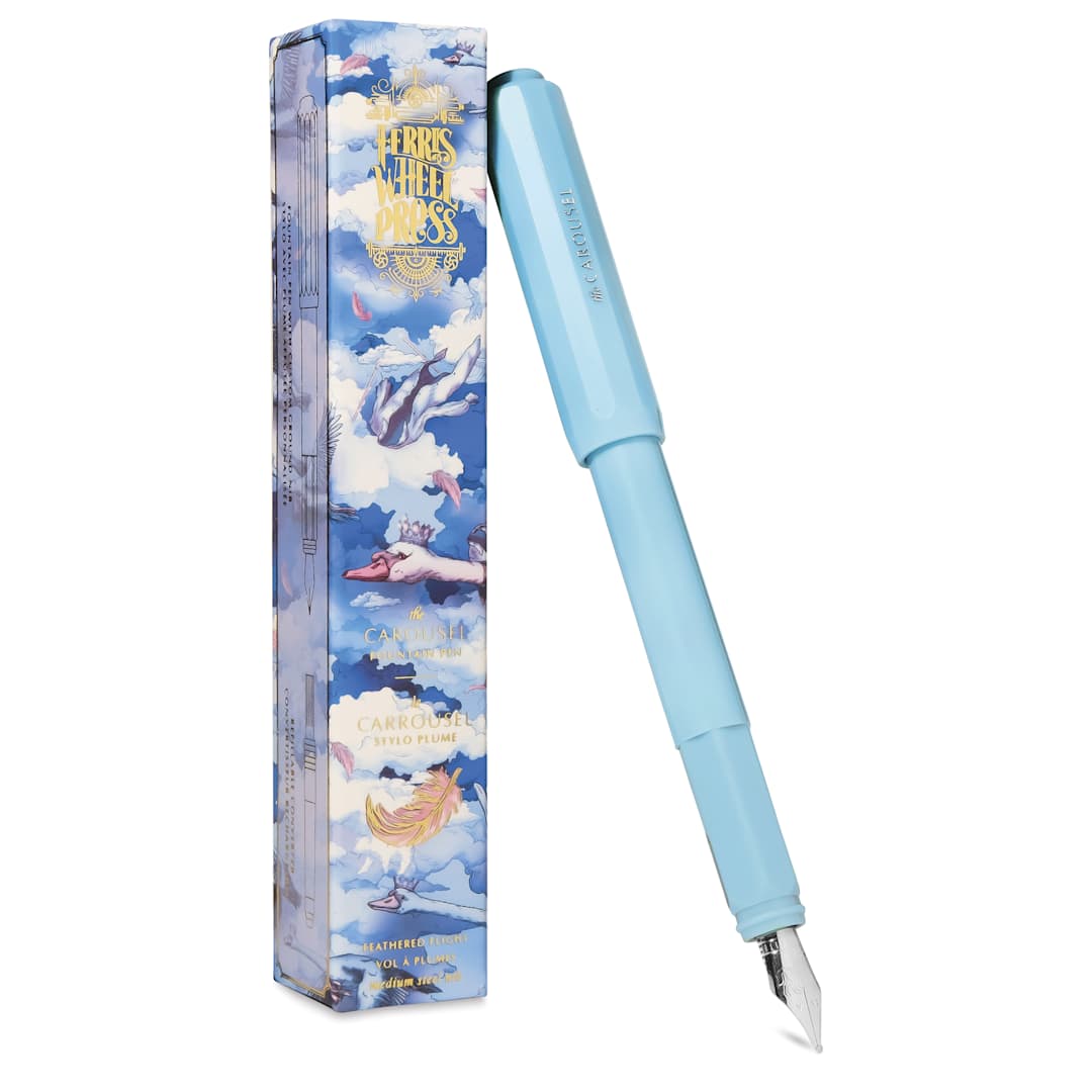 Open in modal - Ferris Wheel Press Carousel Fountain Pen - Feathered Flight, Medium, pen and box