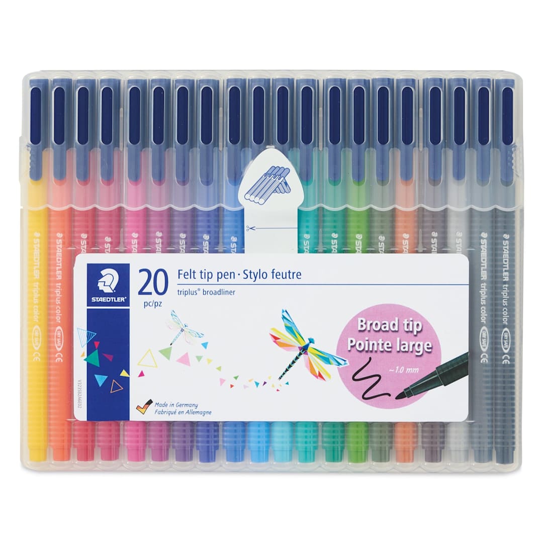 Open in modal - Staedtler Triplus Broadliner Felt Tip Pens - Assorted Colors, Set of 20