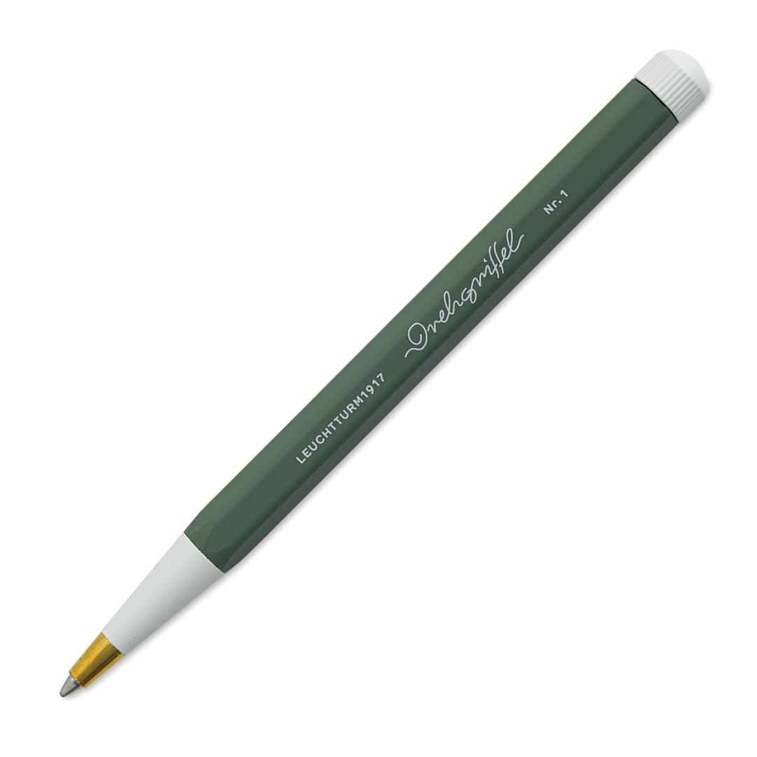 Open in modal - Leuchtturm1917 Drehgriffel Nr. 1 Ballpoint Pen - Olive out of packaging, open