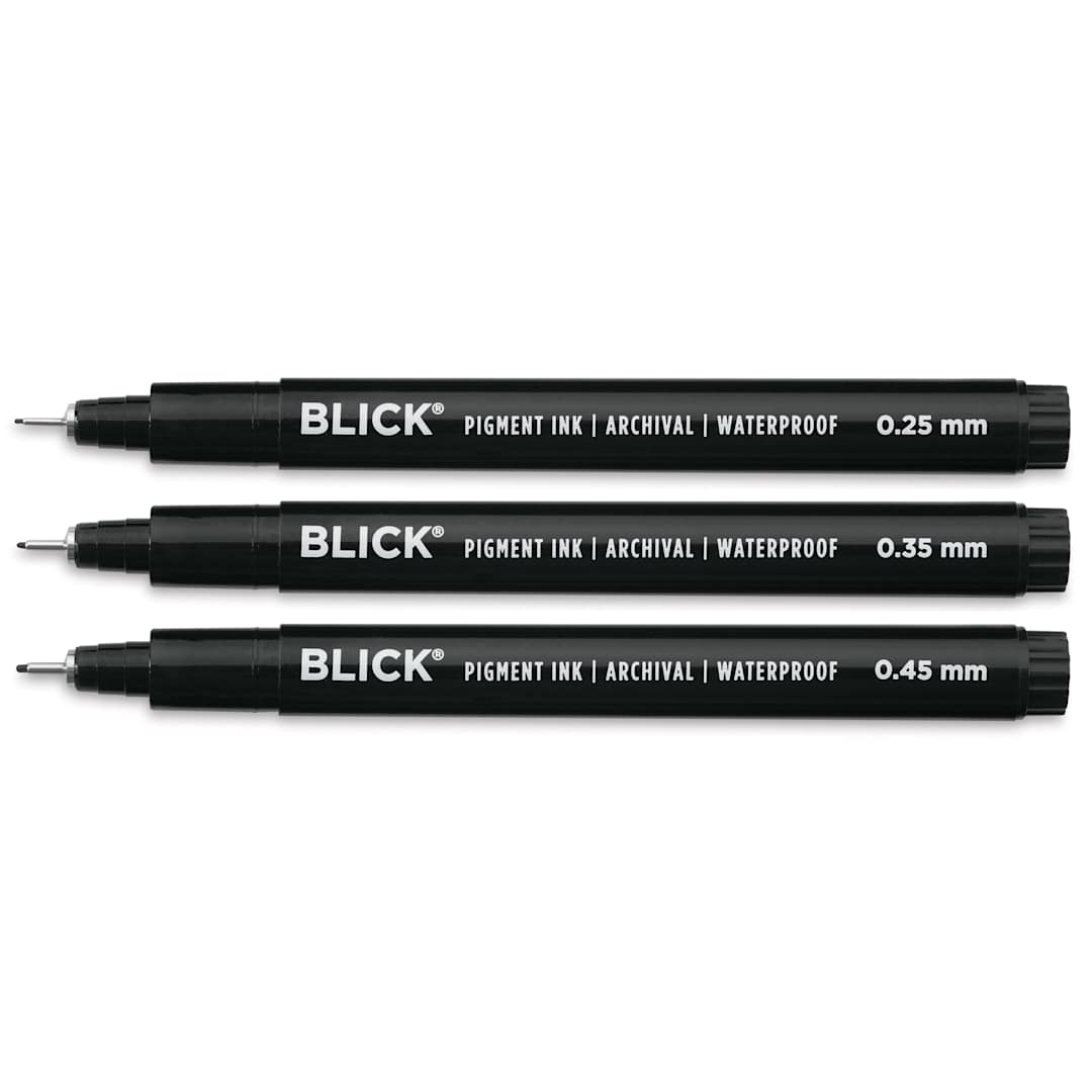 Open in modal - Blick Studio Pigment Liners - Black, Set of 3, Assorted