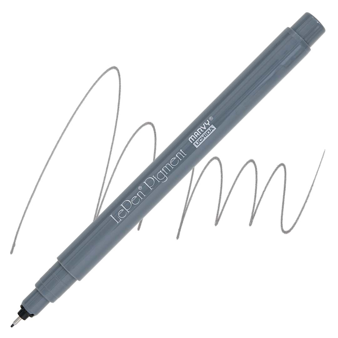 Open in modal - Marvy Uchida LePen Pigment Pen - Dark Gray pen and swatch