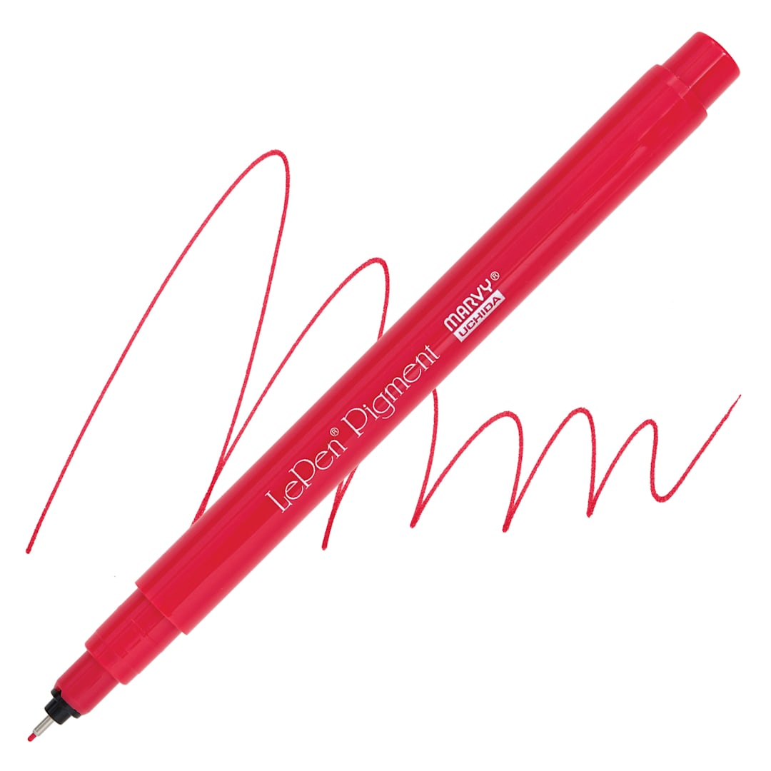 Open in modal - Marvy Uchida LePen Pigment Pen - Red pen and swatch