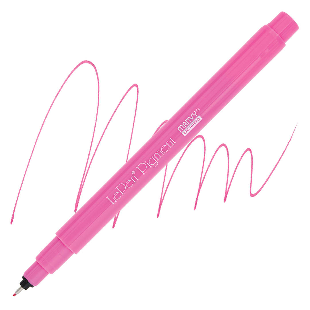 Open in modal - Marvy Uchida LePen Pigment Pen - Pink pen and swatch