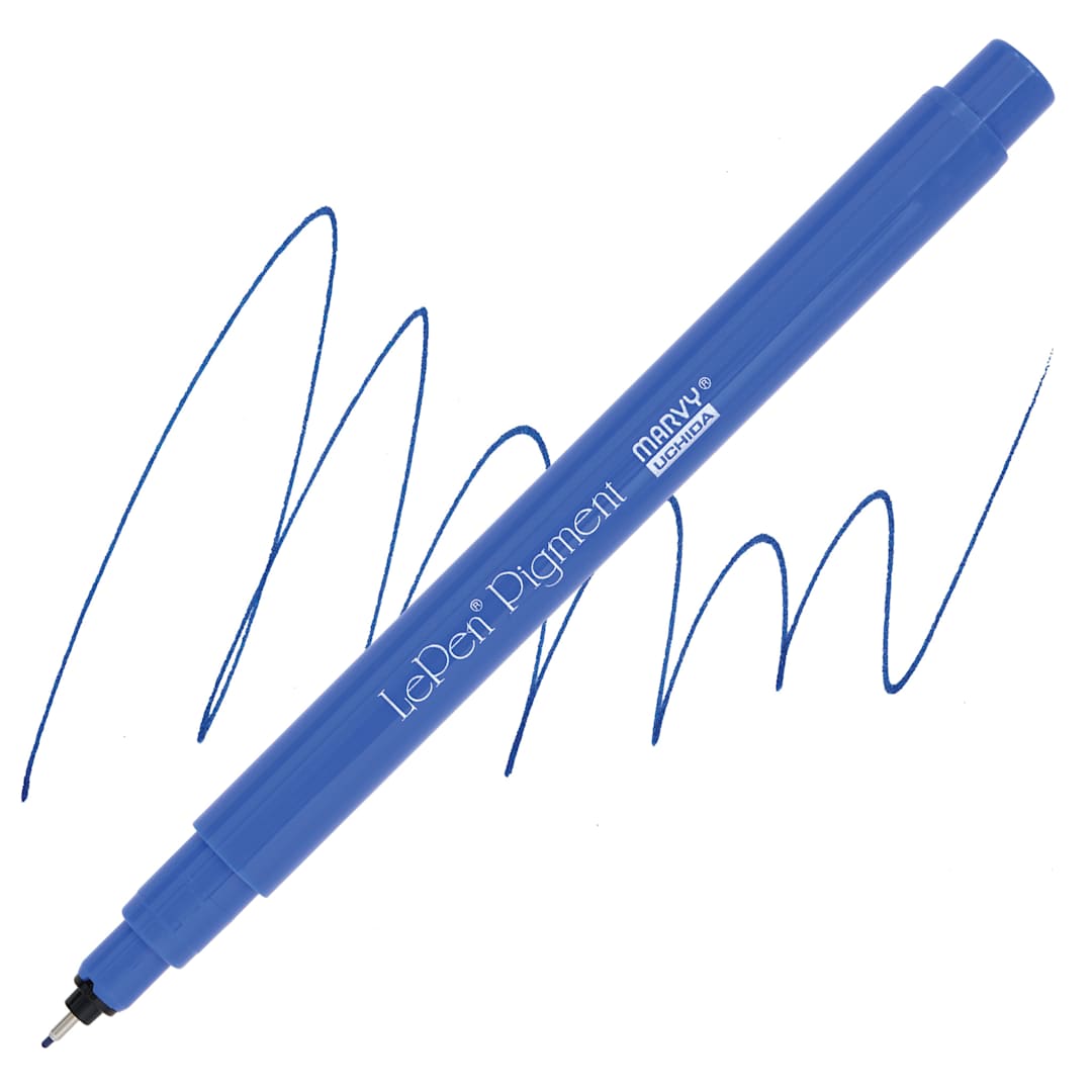 Open in modal - Marvy Uchida LePen Pigment Pen - Blue pen and swatch