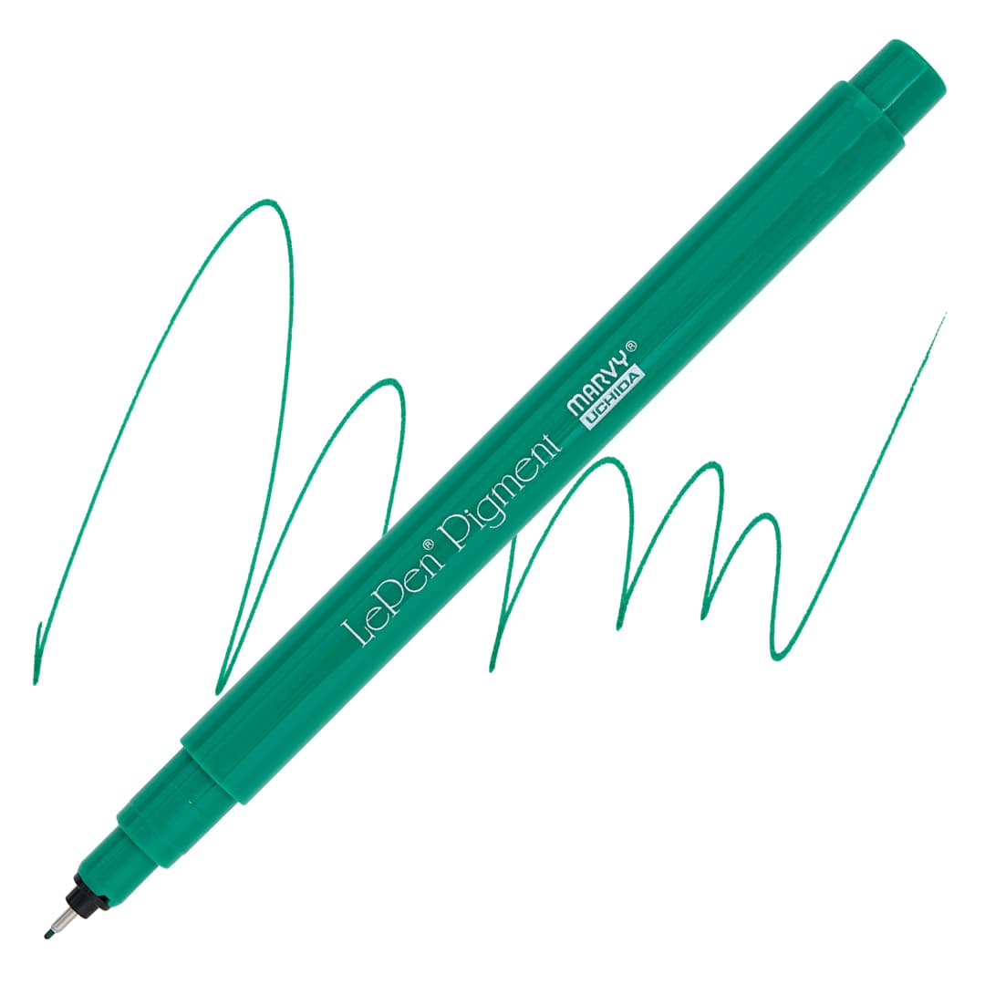 Open in modal - Marvy Uchida LePen Pigment Pen - Green pen and swatch