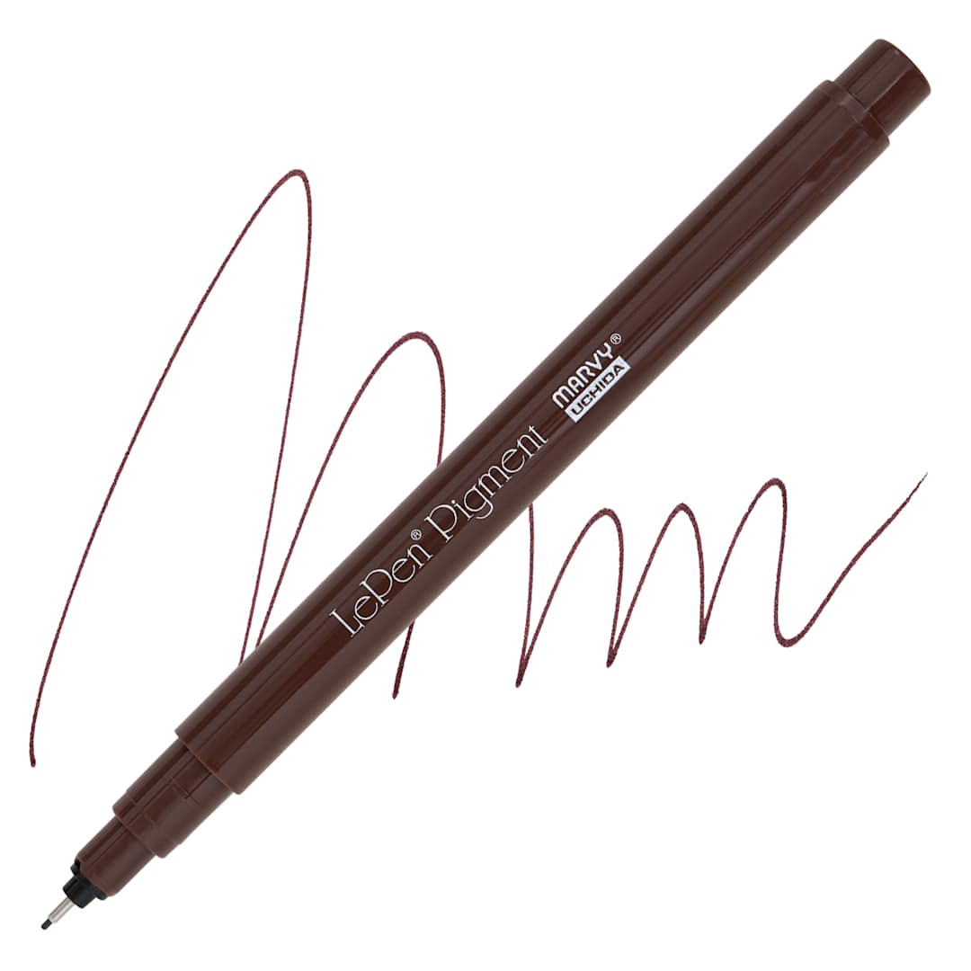 Open in modal - Marvy Uchida LePen Pigment Pen - Brown pen and swatch