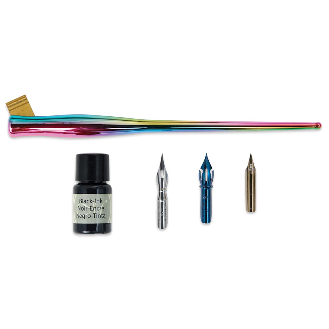 Open in modal - Manuscript Modern Calligraphy Oblique Pen Set - Rainbow Metallic