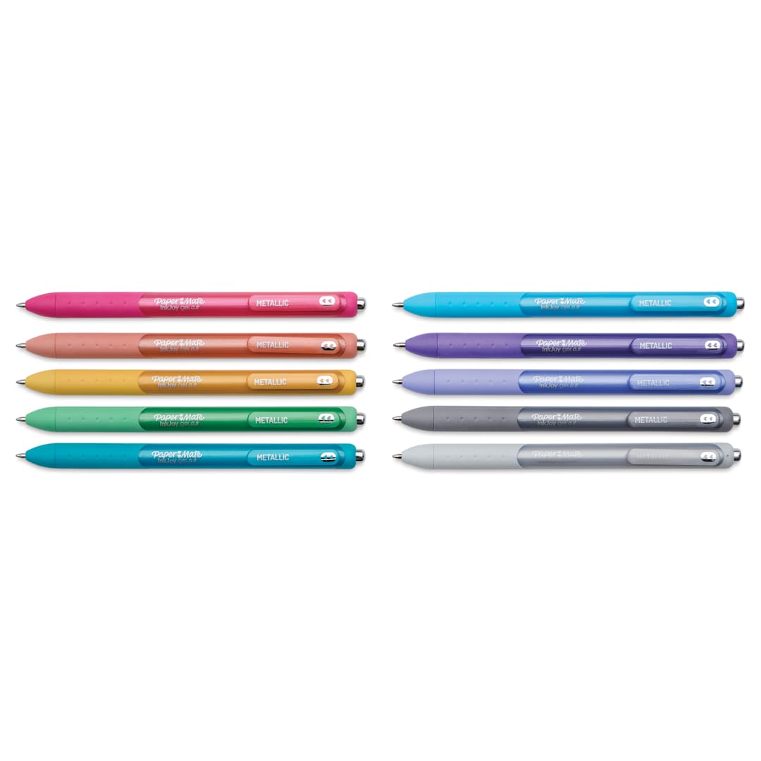 Open in modal - Paper Mate Inkjoy Retractable Metallic Gel Pens - Assorted Colors, Set of 10