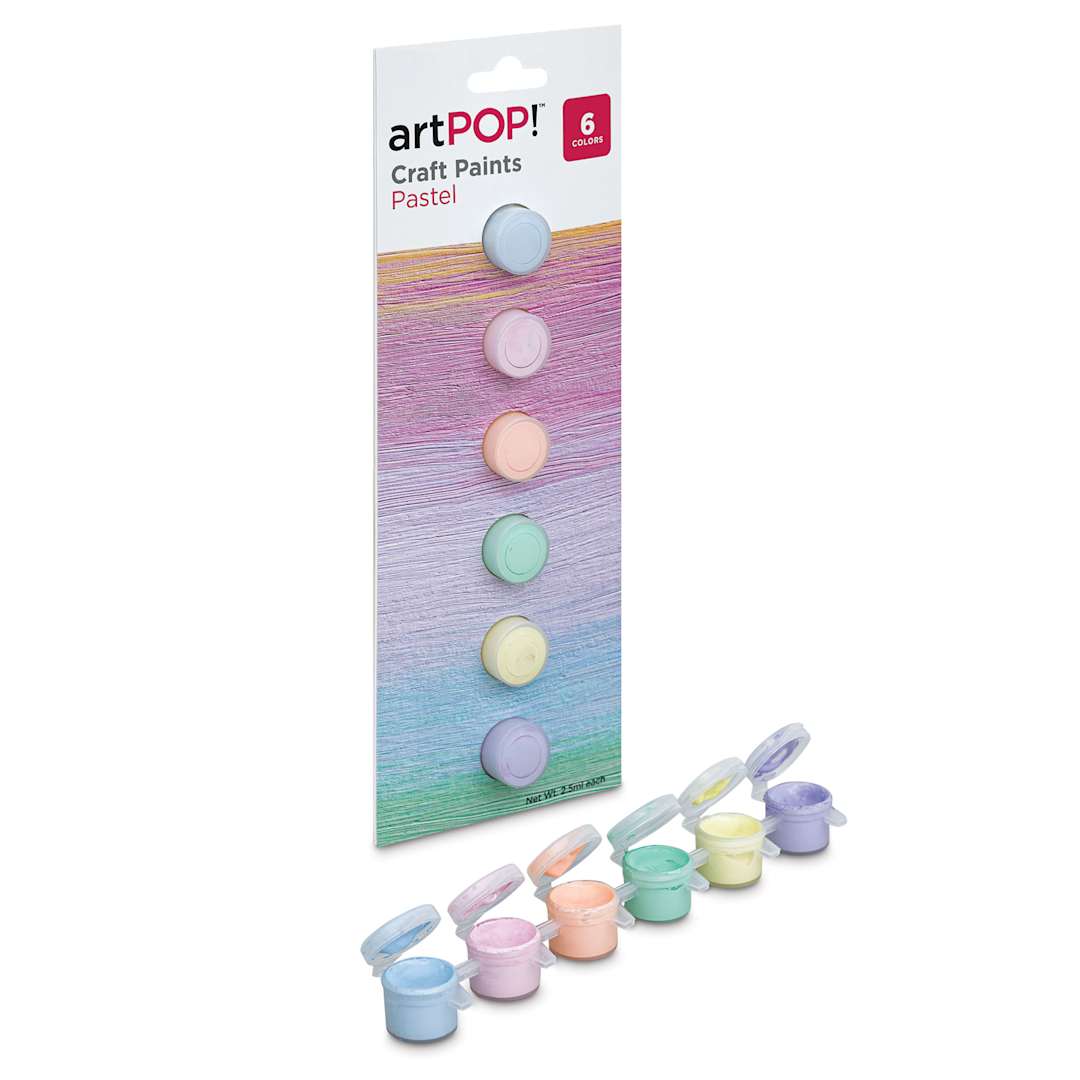 Open in modal - artPOP! Craft Paint Set- Set of 6, Pastel Colors, 2.5 ml (Paint pots in and out of packaging)