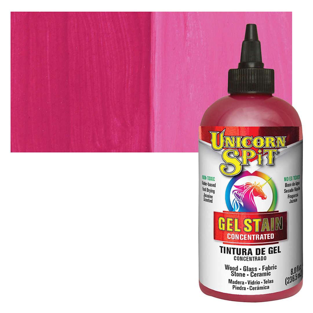 Open in modal - Unicorn Spit Gel Stain and Glaze - Pixie Punk Pink, 8 oz - Bottle and Swatch