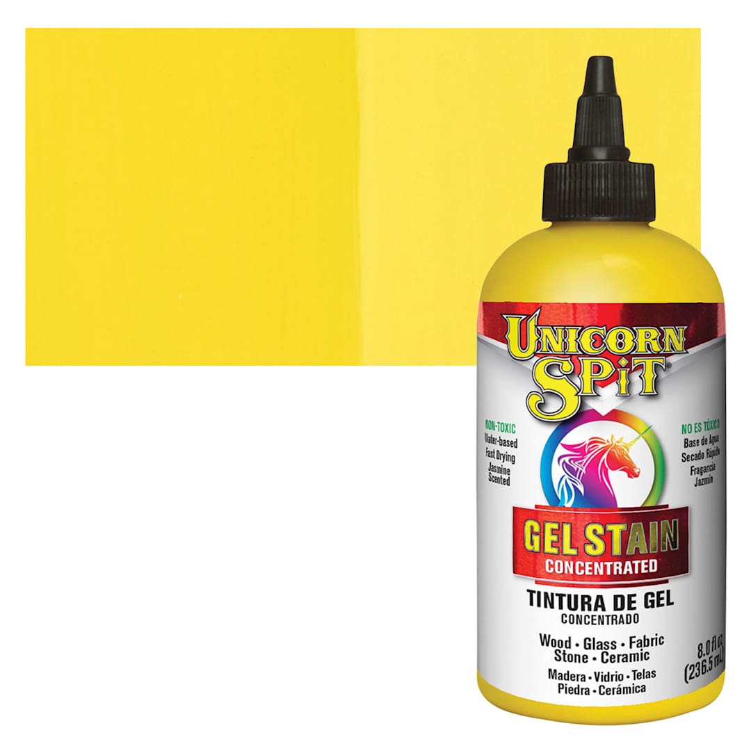 Open in modal - Unicorn Spit Gel Stain and Glaze - Lemon Kiss, 8 oz - Bottle and Swatch