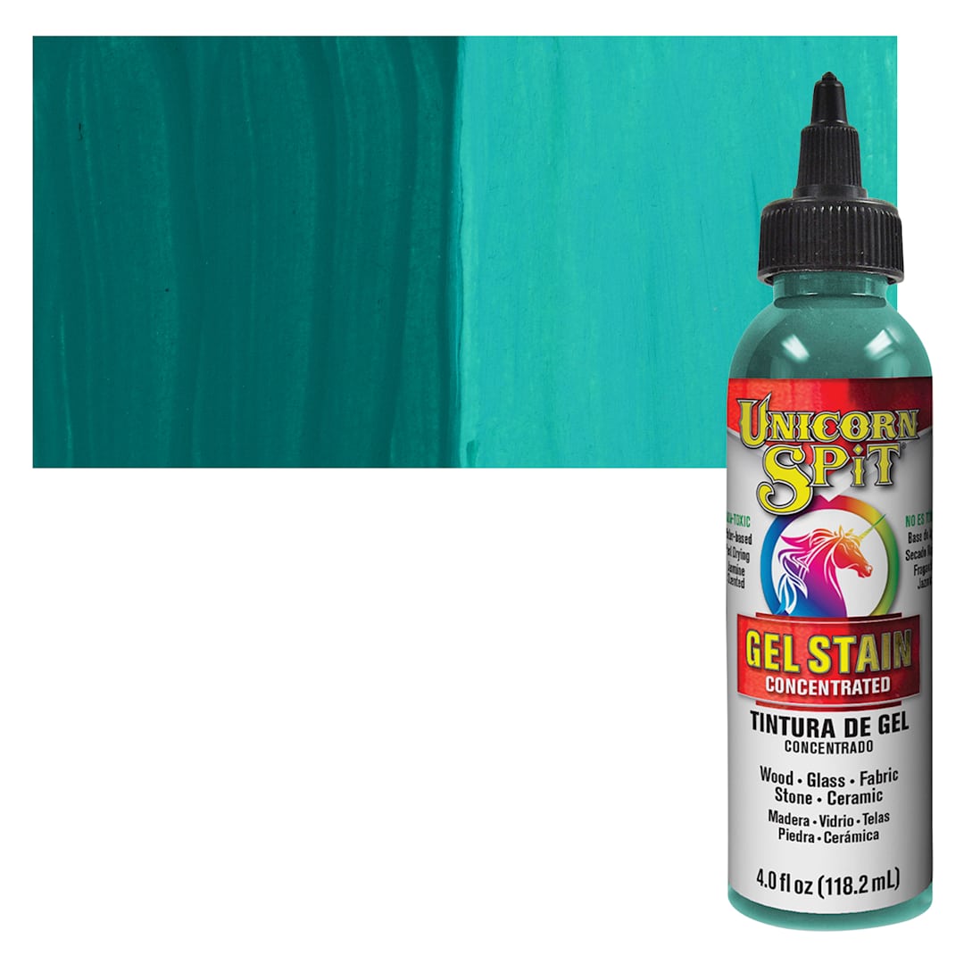 Open in modal - Unicorn Spit Gel Stain and Glaze - Navajo Jewel, 4 oz - Bottle and Swatch
