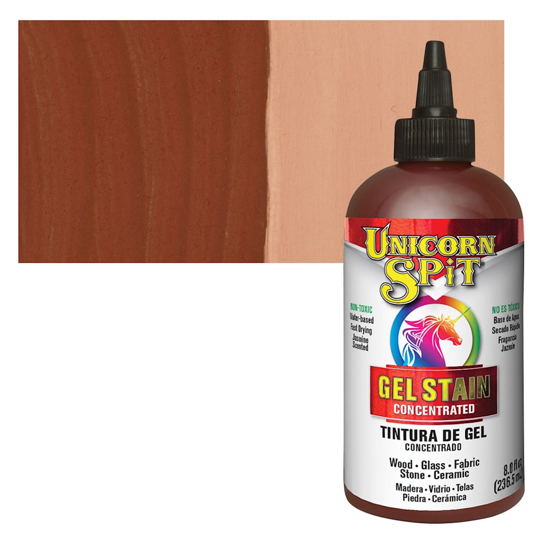 Open in modal - Unicorn Spit Gel Stain and Glaze - Squirrel, 8 oz - Bottle and Swatch