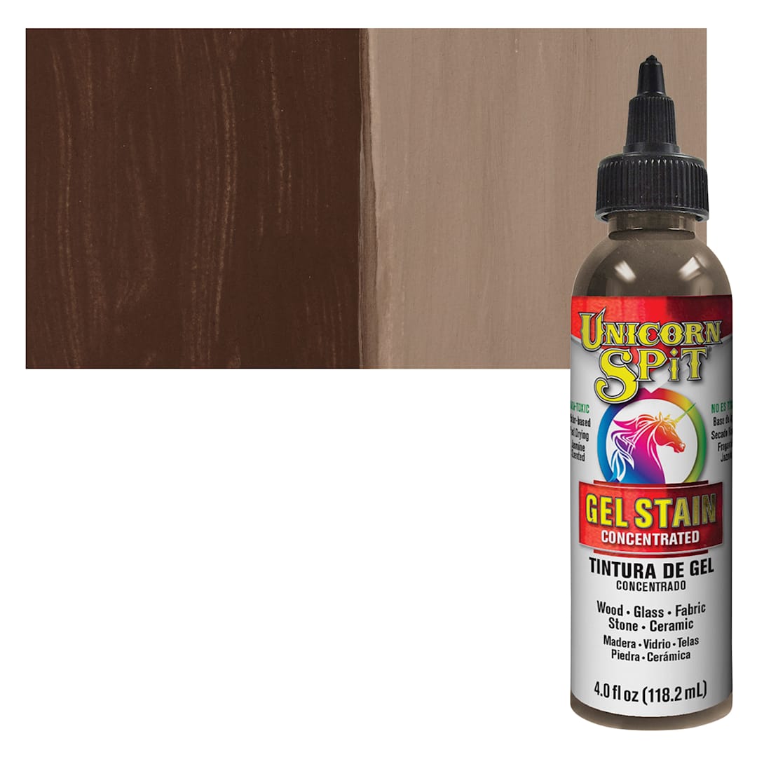 Open in modal - Unicorn Spit Gel Stain and Glaze - Rustic Reality, 4 oz - Bottle and Swatch