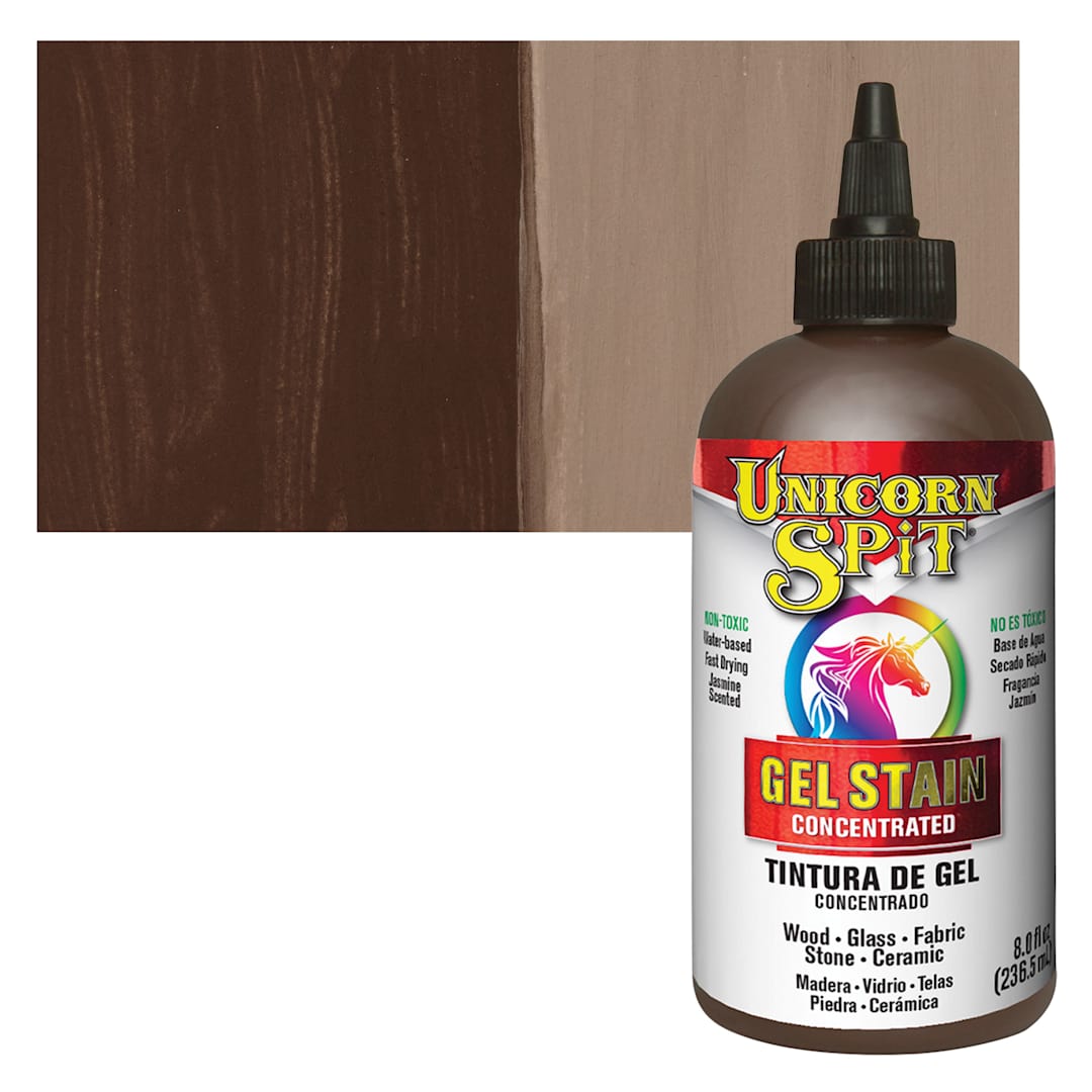 Open in modal - Unicorn Spit Gel Stain and Glaze - Rustic Reality, 8 oz - Bottle and Swatch