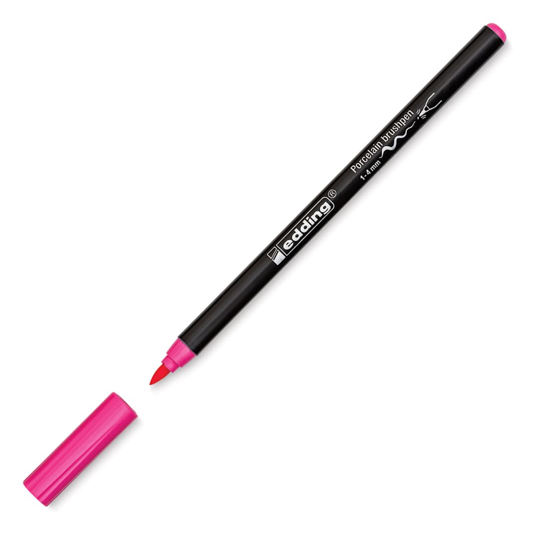 Open in modal - Edding 4200 Series Porcelain Brush Pen - Pink (Cap off)