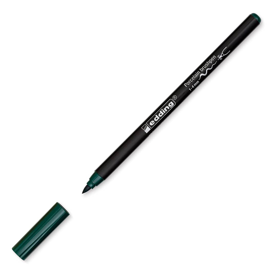 Open in modal - Edding 4200 Series Porcelain Brush Pen - Green (Cap off)