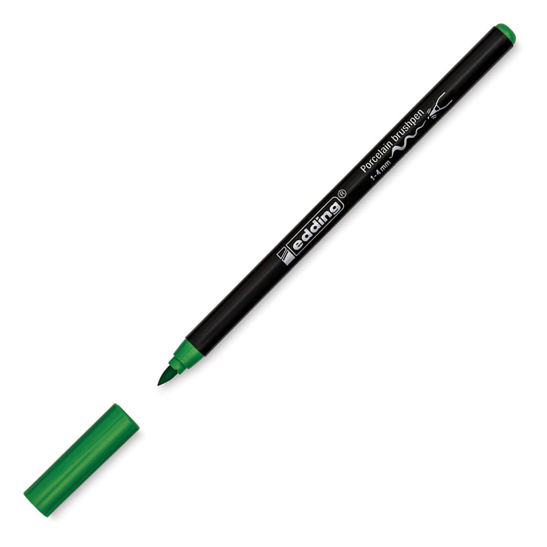 Open in modal - Edding 4200 Series Porcelain Brush Pen - Light Green (Cap off)