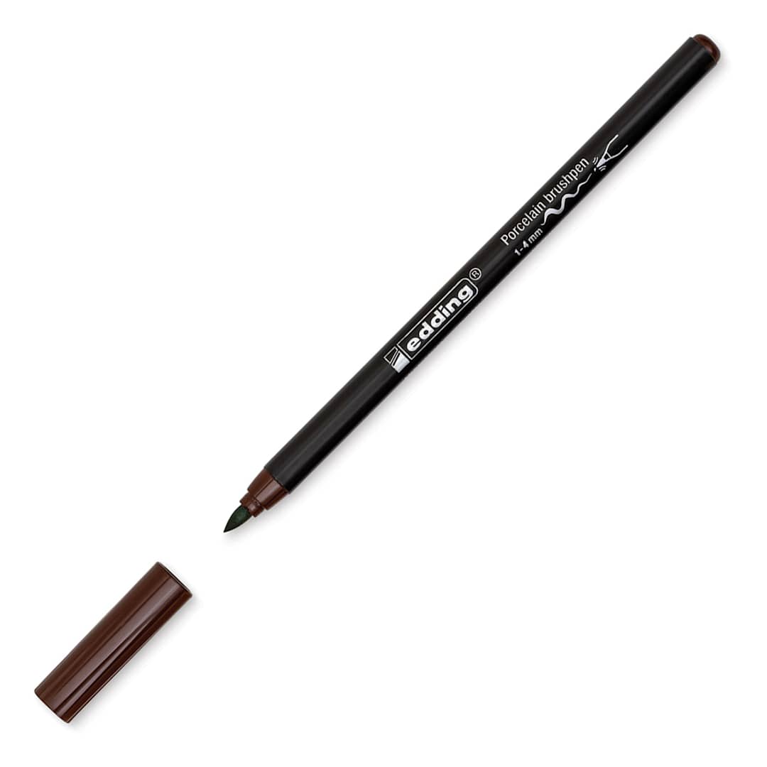 Open in modal - Edding 4200 Series Porcelain Brush Pen - Brown - cap off