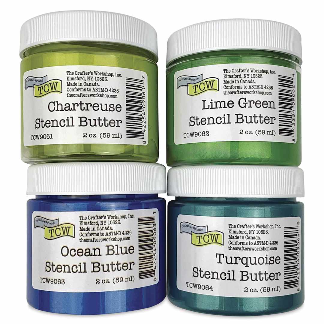Open in modal - Stencil Butter Acrylic Paints - Pkg of 4, Carribean Sea, 2 oz