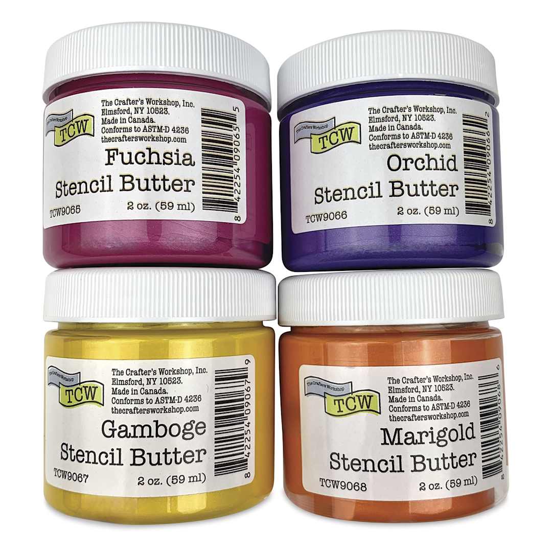 Open in modal - Stencil Butter Acrylic Paints - Pkg of 4, Mardi Gras, 2 oz