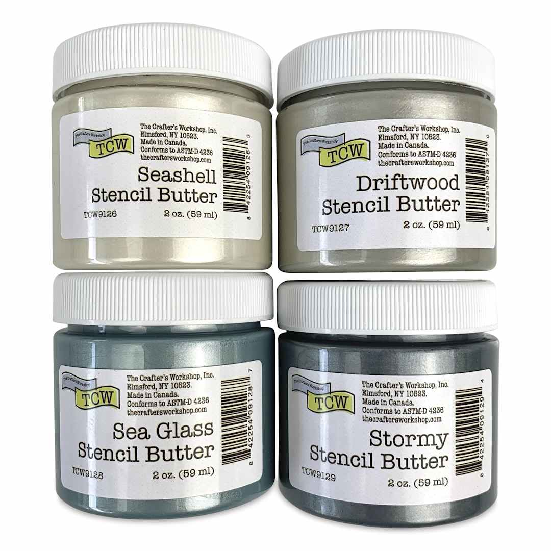 Open in modal - Stencil Butter Acrylic Paints - Pkg of 4, Beach House, 2 oz Jars