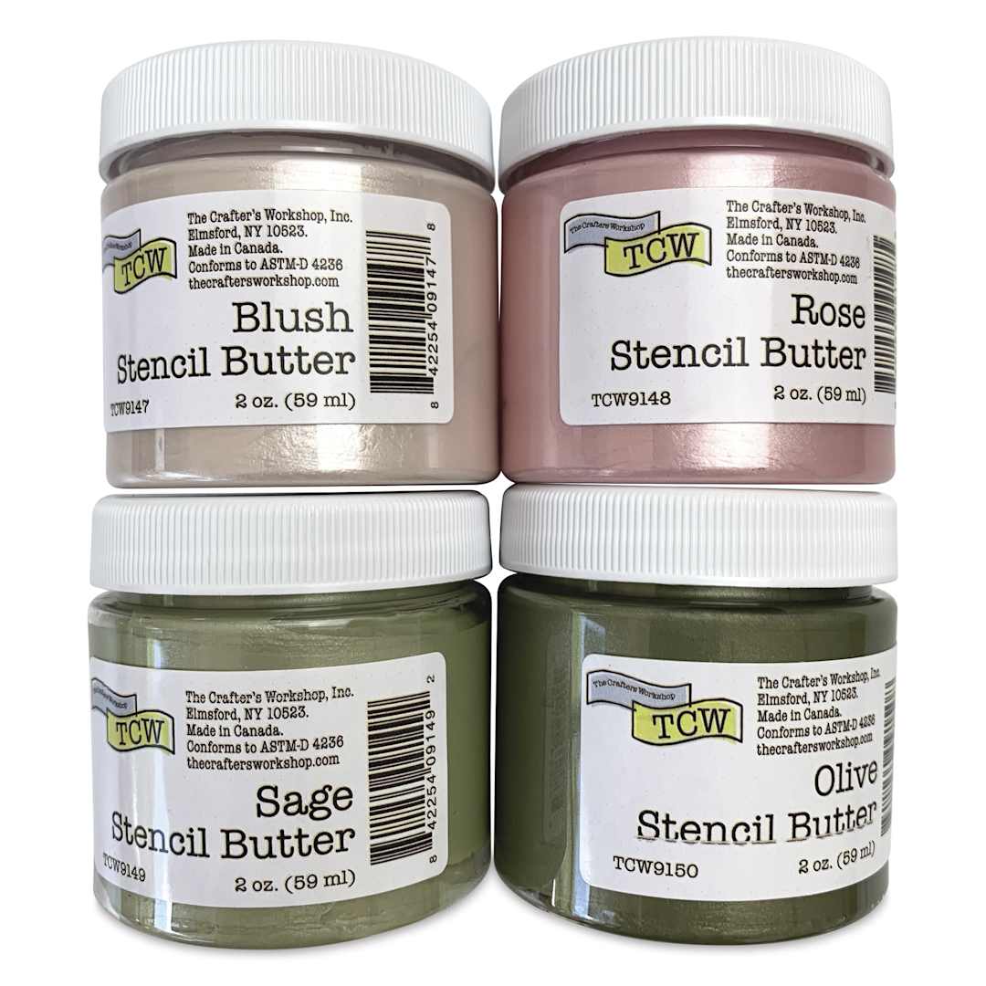 Open in modal - Stencil Butter Acrylic Paints - Pkg of 4, Petals and Herbs, 2 oz