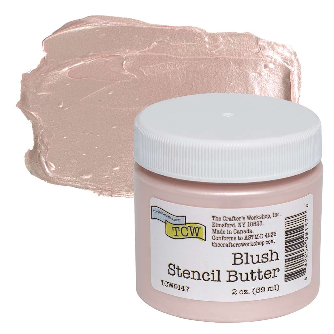 Open in modal - Stencil Butter Acrylic Paint - Blush, 2 oz, Jar and swatch