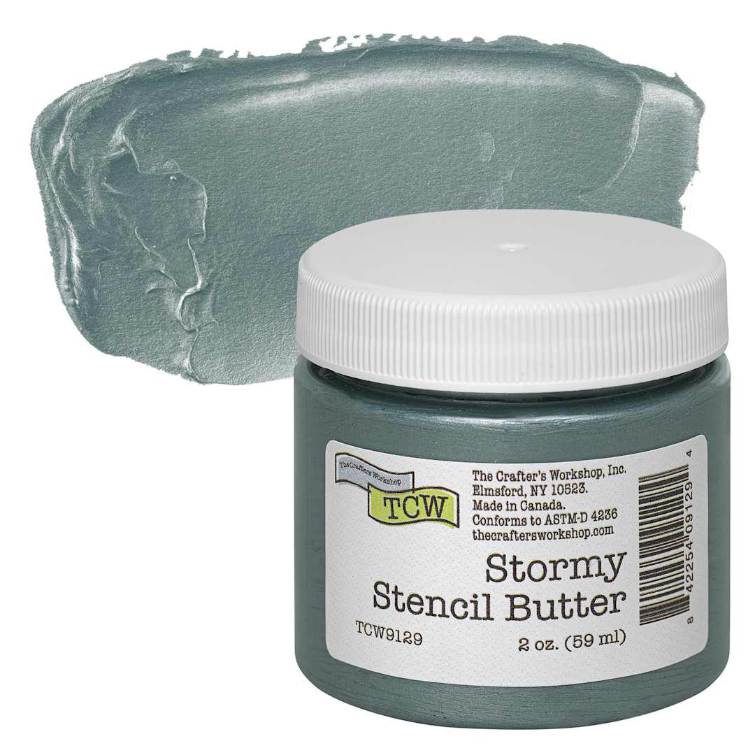 Open in modal - Stencil Butter Acrylic Paint - Stormy, 2 oz, Jar and swatch