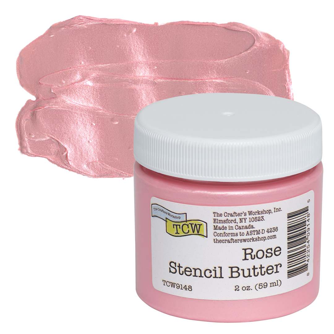 Open in modal - Stencil Butter Acrylic Paint - Rose, 2 oz, Jar and swatch