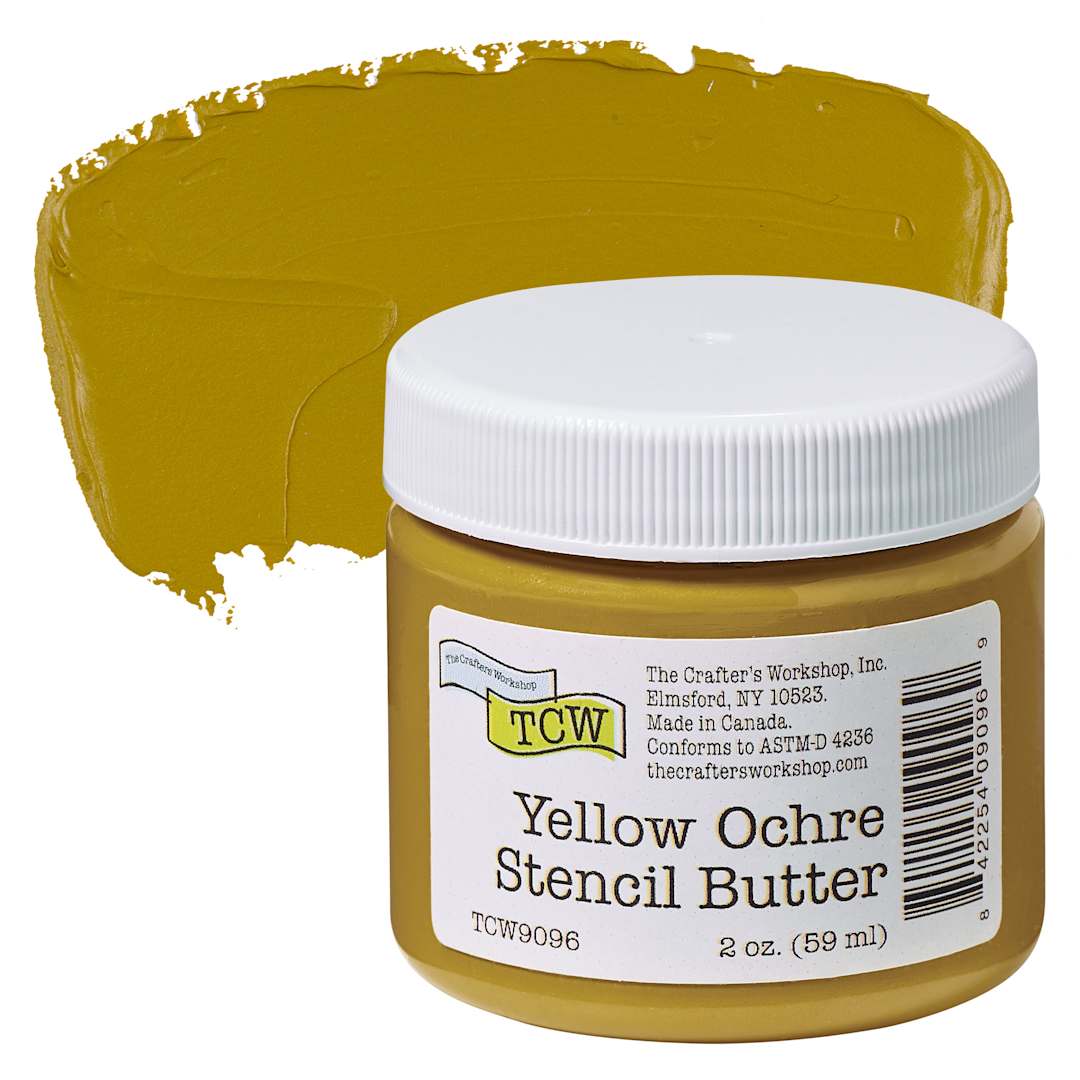 Open in modal - Stencil Butter Acrylic Paint - Yellow Ochre, 2 oz, Jar and swatch