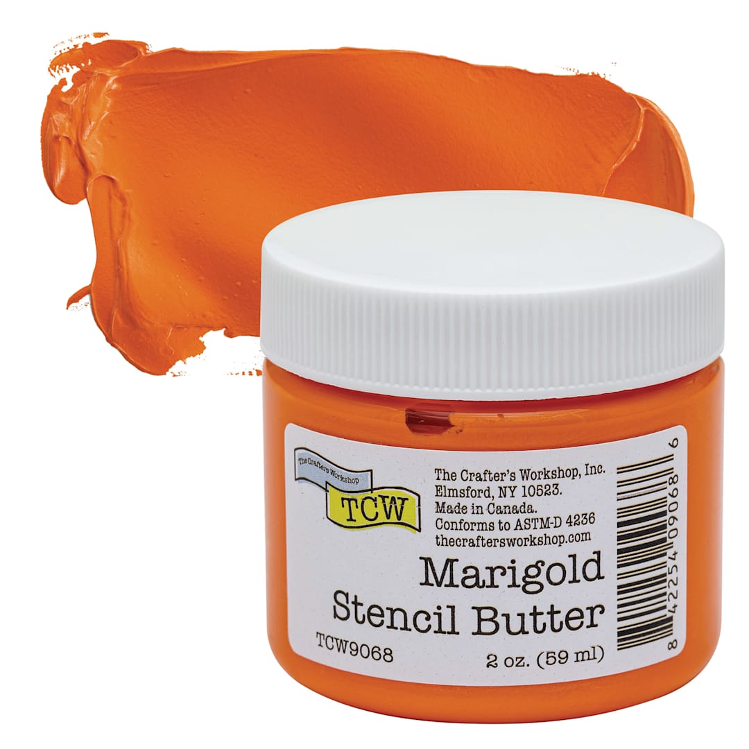 Open in modal - Stencil Butter Acrylic Paint - Marigold, 2 oz, Jar with Swatch