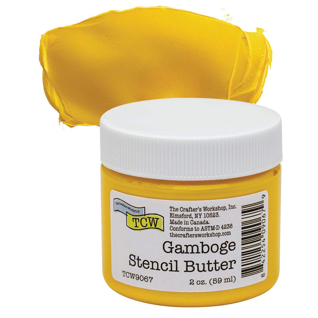 Open in modal - Stencil Butter Acrylic Paint - Gamboge, 2 oz, Jar and swatch