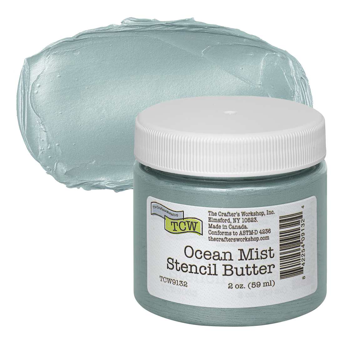 Open in modal - Stencil Butter Acrylic Paint - Ocean Mist, 2 oz, Jar and swatch