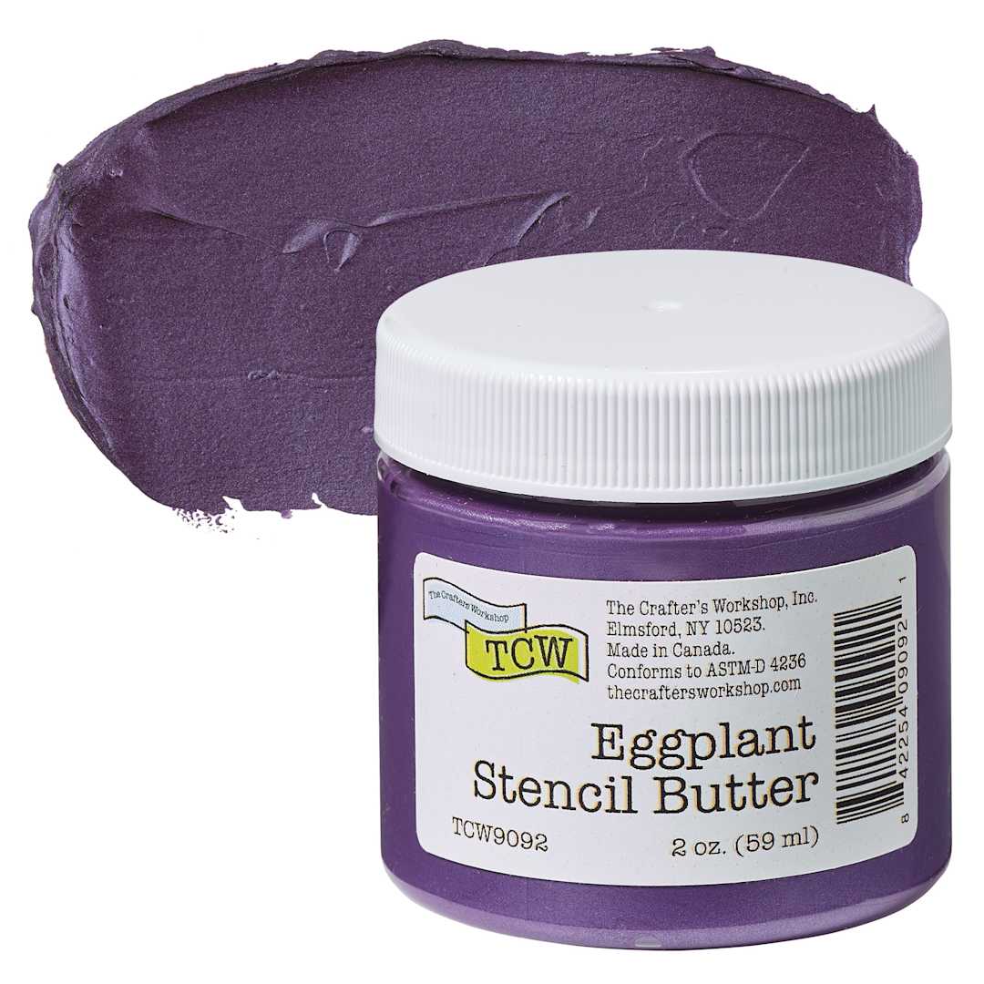 Open in modal - Stencil Butter Acrylic Paint - Eggplant, 2 oz, Jar and swatch