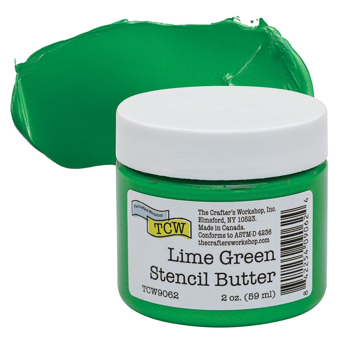 Open in modal - Stencil Butter Acrylic Paint - Lime Green, 2 oz, Jar and swatch