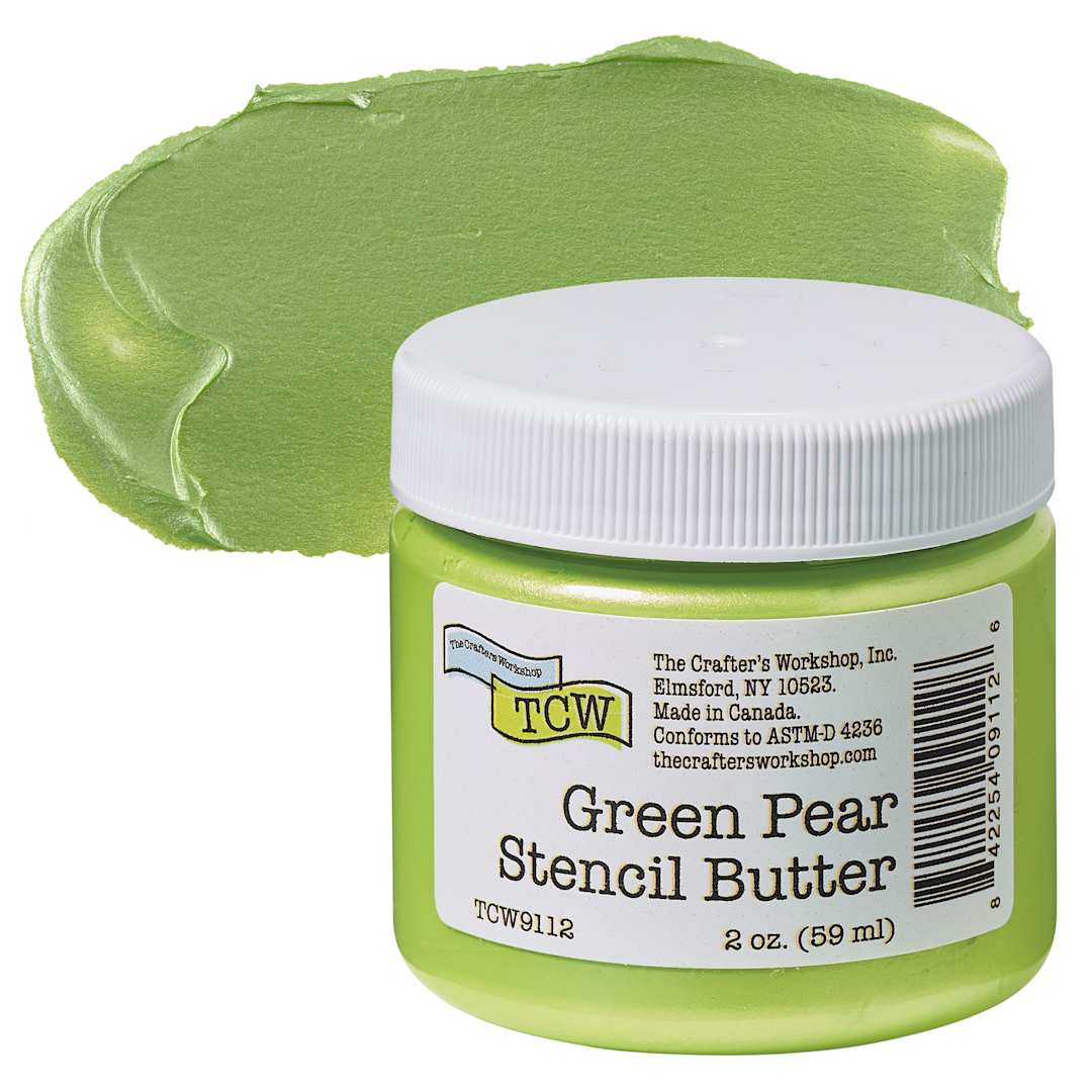 Open in modal - Stencil Butter Acrylic Paint - Green Pear, 2 oz, Jar and swatch