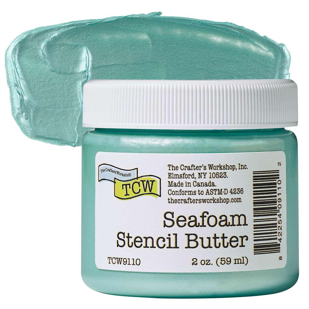 Open in modal - Stencil Butter Acrylic Paint - Seafoam, 2 oz, Jar and swatch