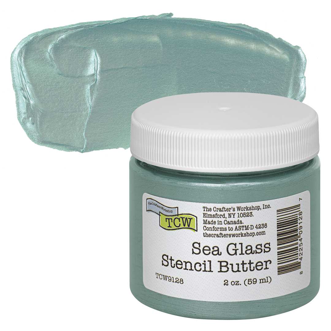 Open in modal - Stencil Butter Acrylic Paint - Sea Glass, 2 oz, Jar and swatch