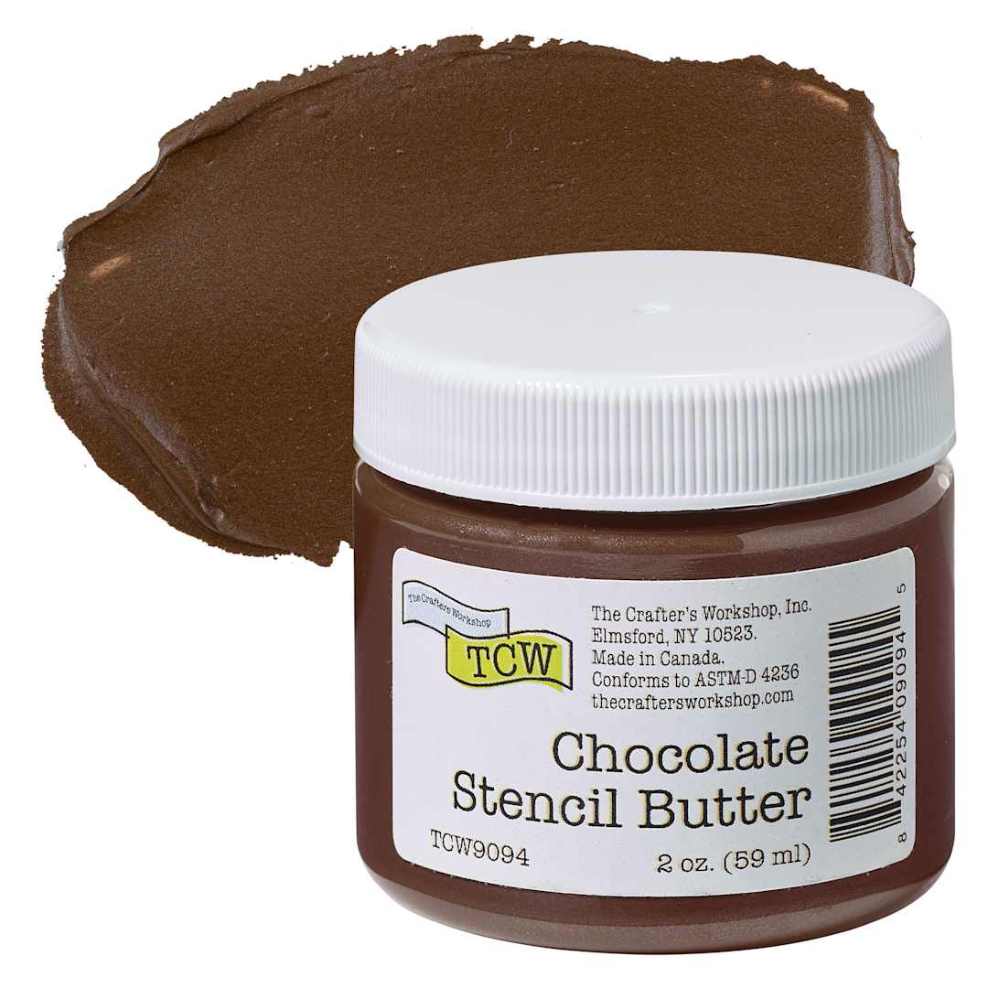 Open in modal - Stencil Butter Acrylic Paint - Chocolate, 2 oz, Jar and swatch