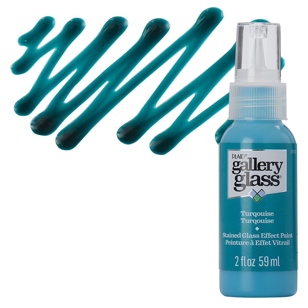 Open in modal - Gallery Glass Paint - Turquoise, 2 oz bottle and swatch