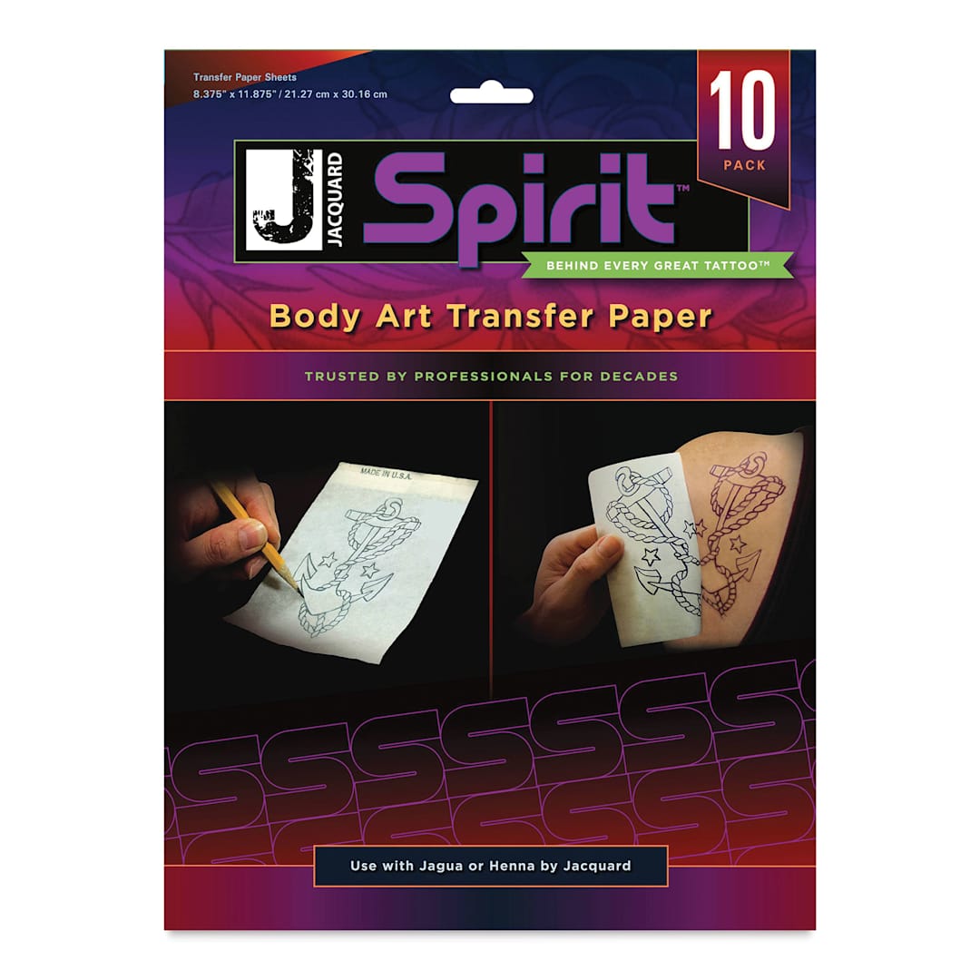 Open in modal - Jacquard Spirit Body Art Transfer Paper - 10 sheets, 11-7/8" x 8-3/8" (Front of package)