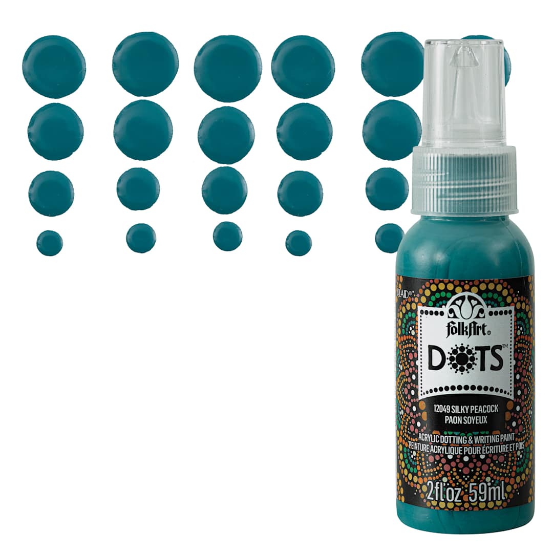 Open in modal - FolkArt Dots Acrylic Paint - Silky Peacock, 2 oz bottle and swatch