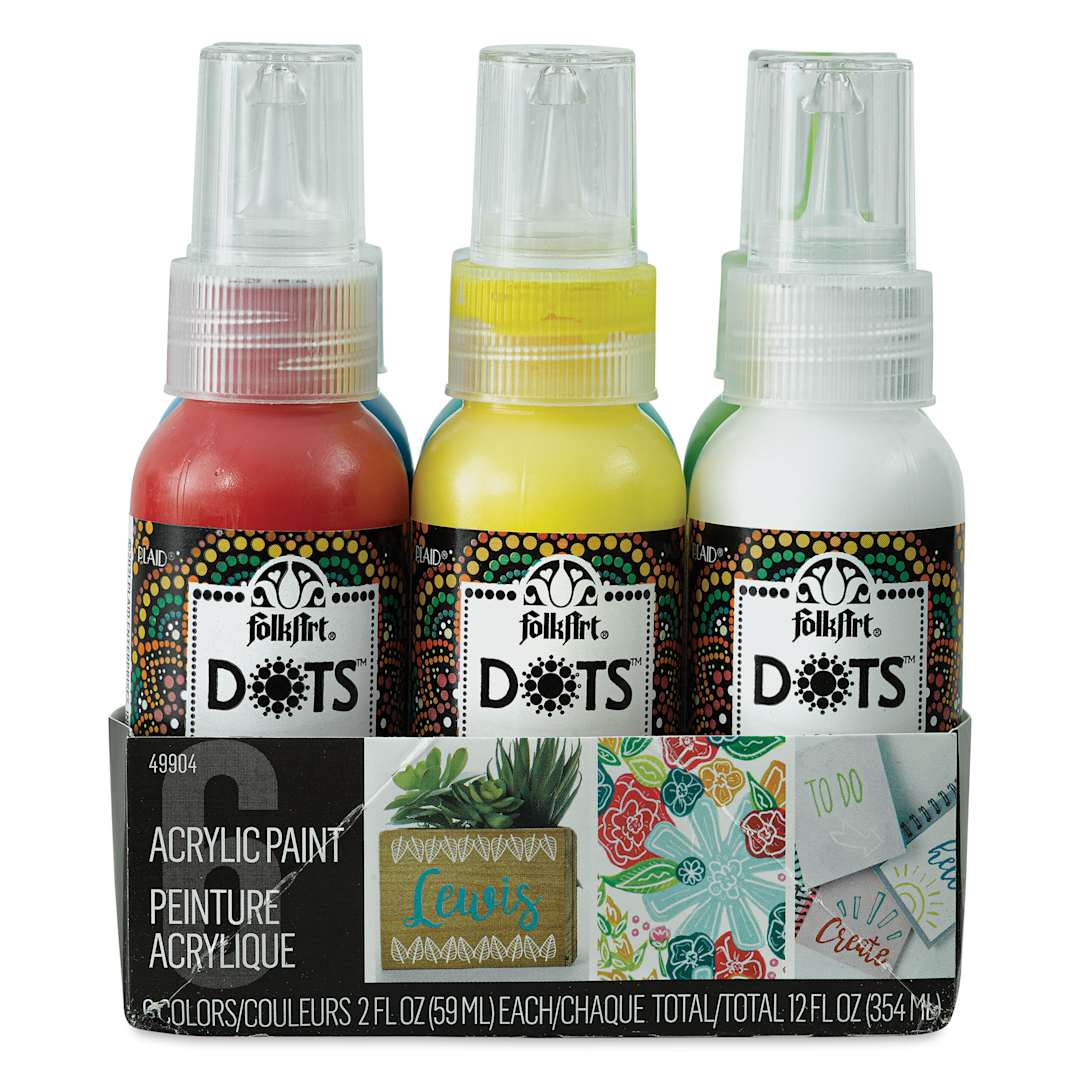 Open in modal - FolkArt Dots Acrylic Paints - Set of 6, 2 oz (Front)