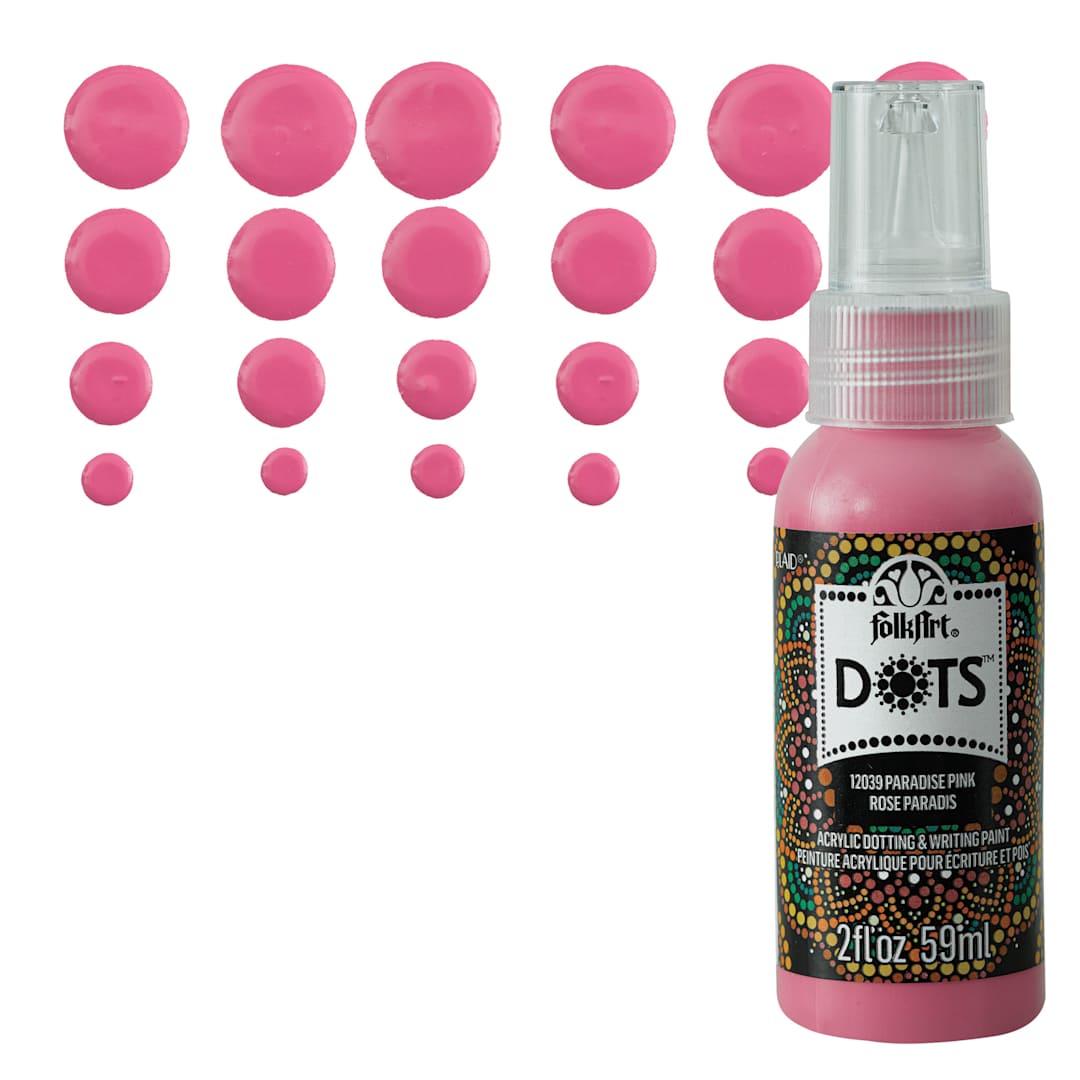 Open in modal - FolkArt Dots Acrylic Paint - Paradise Pink, 2 oz bottle and swatch