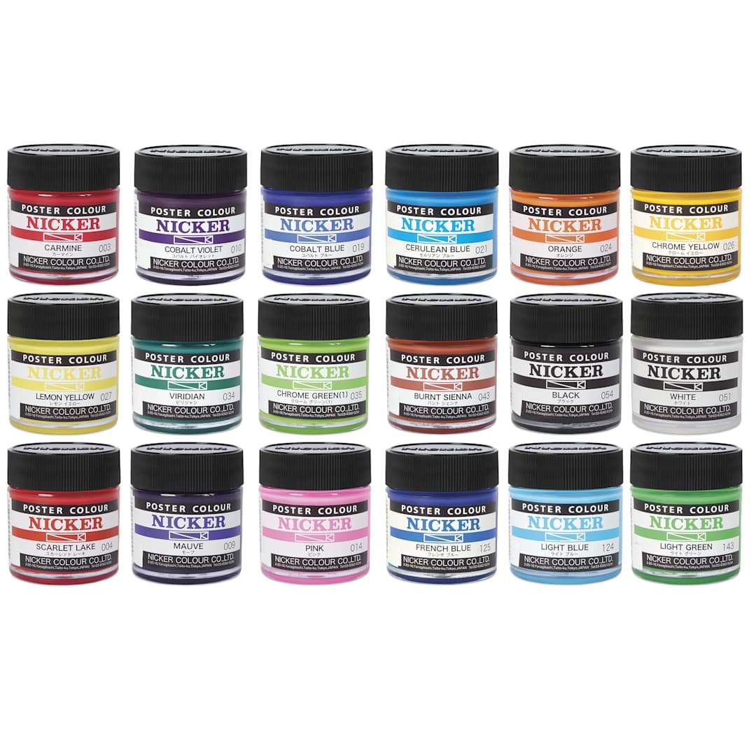 Open in modal - Nicker Poster Colour Paints - Set of 18, Assorted Colors, 40 ml