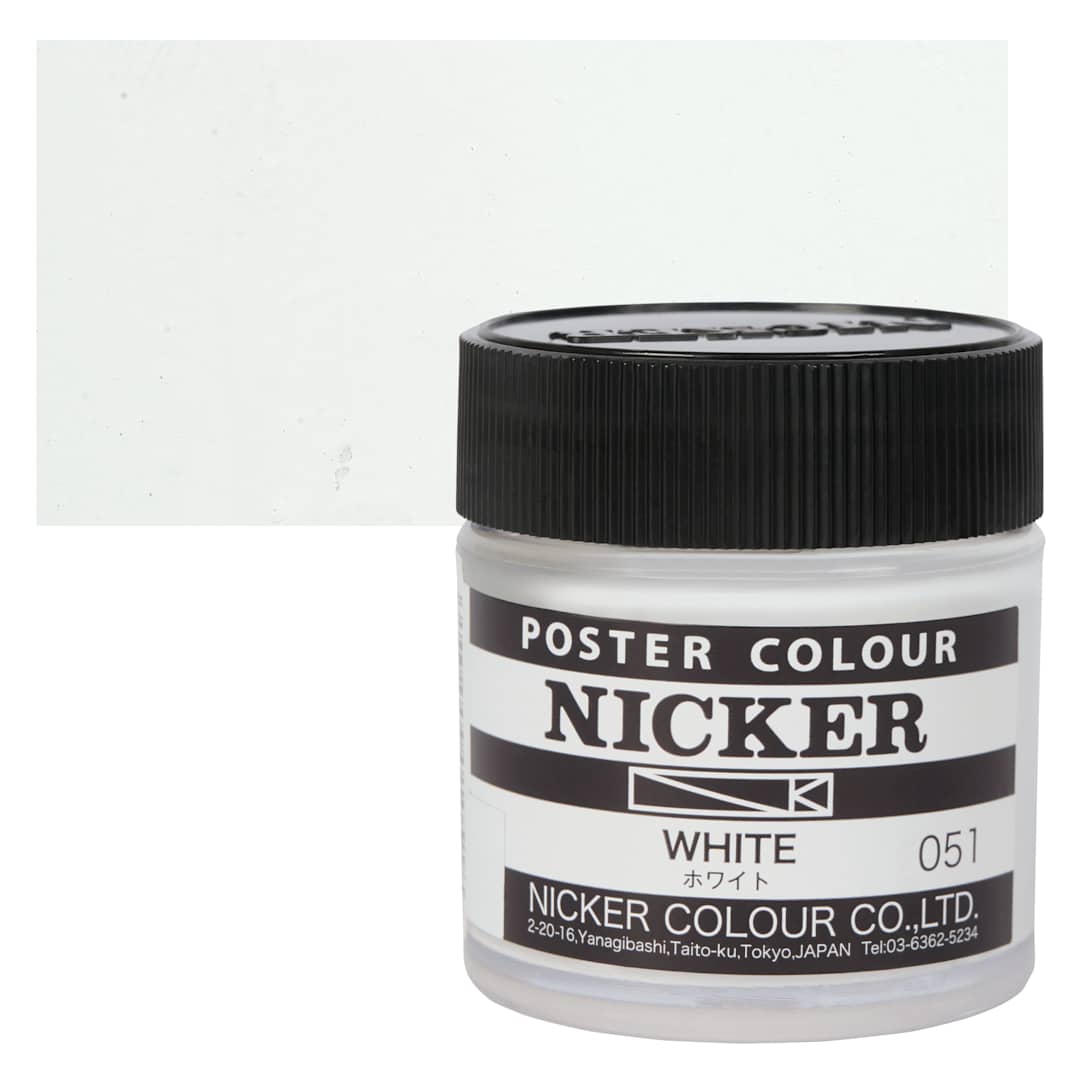 Open in modal - Nicker Poster Colour Paint - White, 40 ml jar and swatch