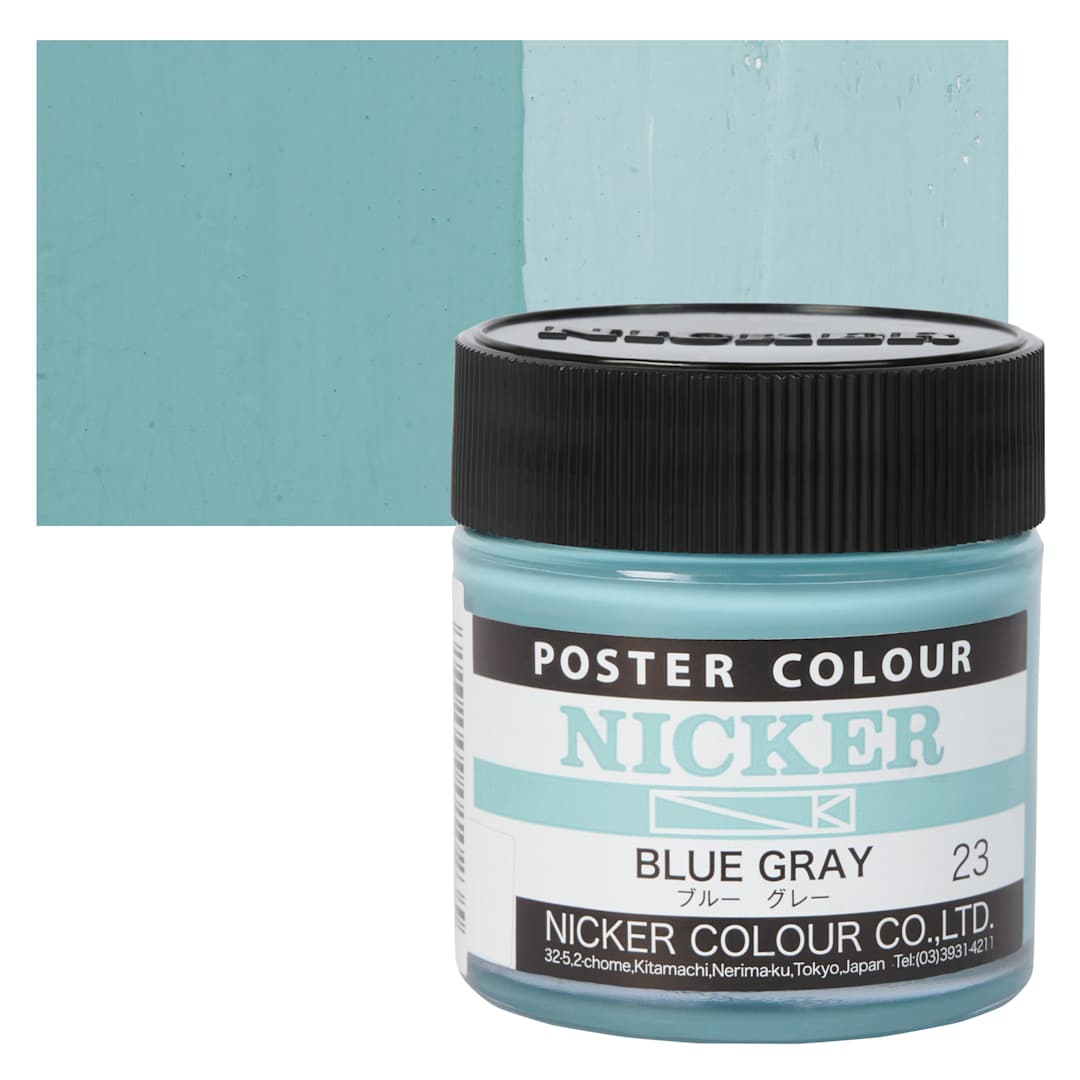 Open in modal - Nicker Poster Colour Paint - Blue Gray, 40 ml jar and swatch